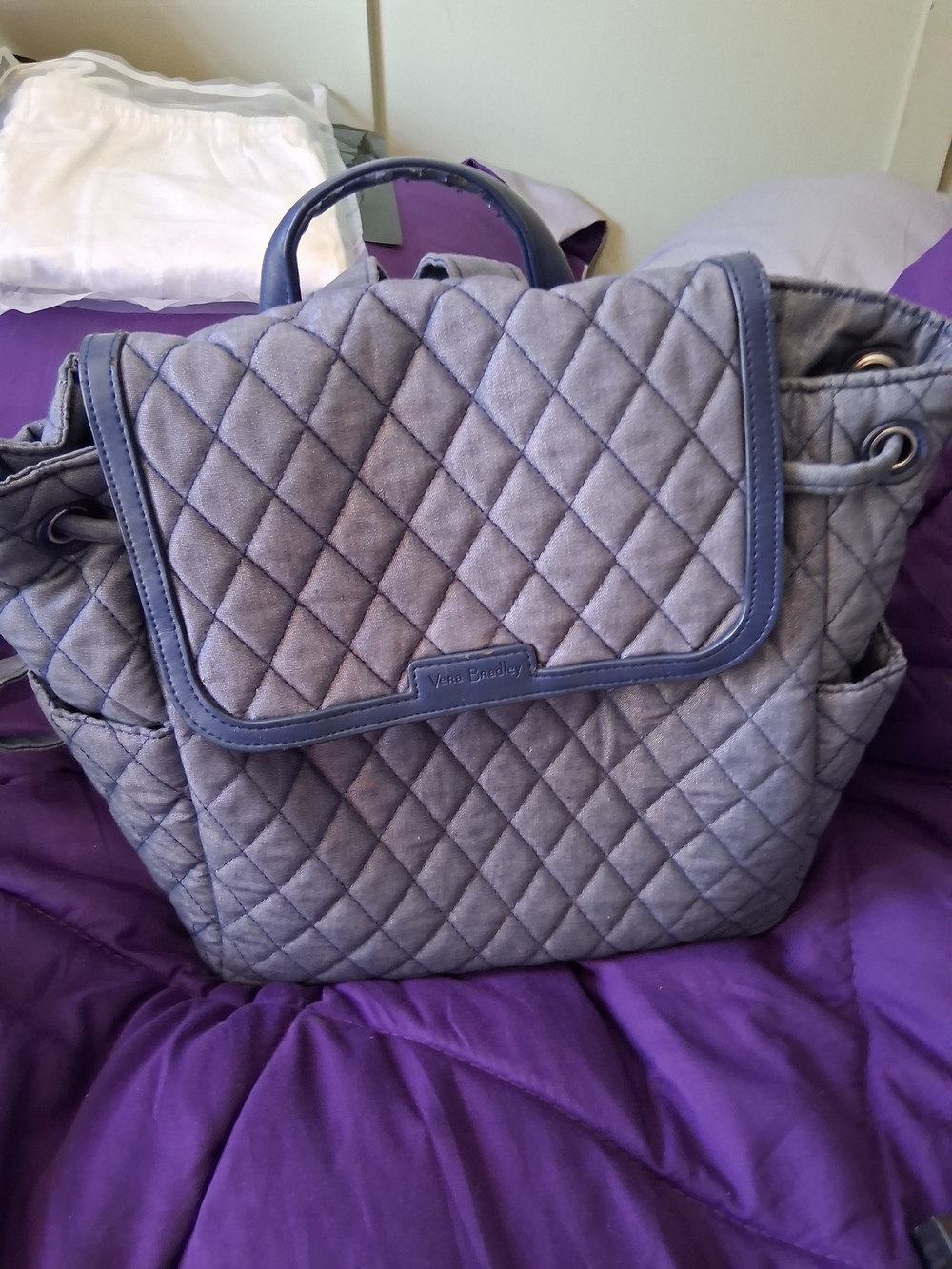 Vera Bradley Quilted Slate Gray Tote with Top Handle